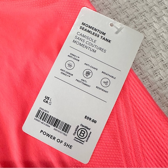 Athleta Neon Orange Momentum Seamless Tank Top Womens Large NWT Athletic Workout - Picture 5 of 6